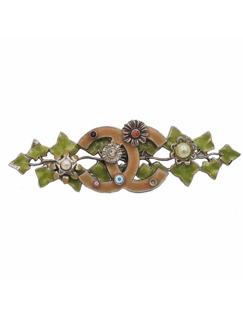 broche CHANEL lierre en metal argent