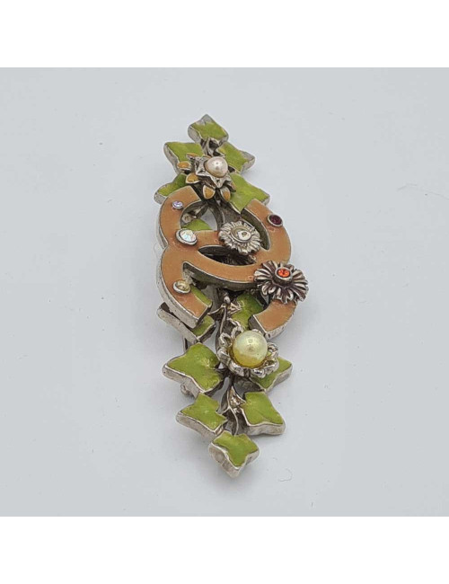 broche CHANEL lierre en metal argent