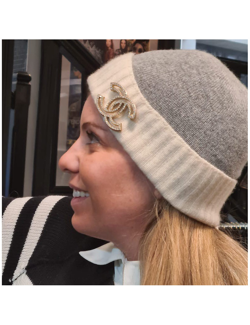 Broche CHANEL Double C strass