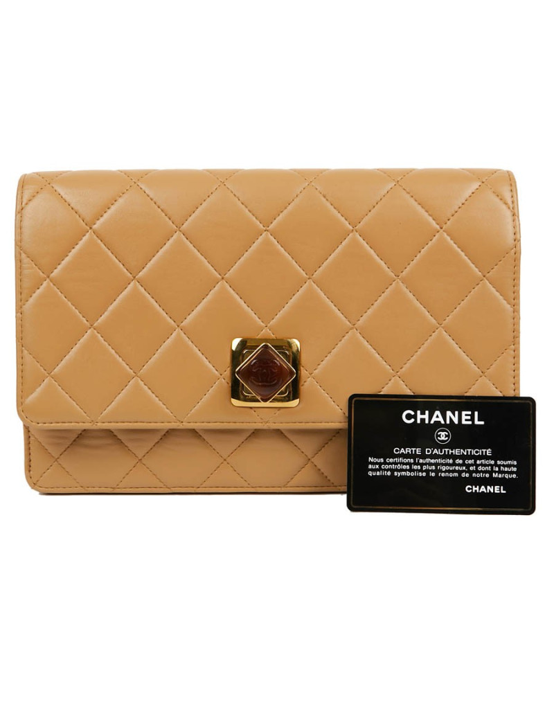 Pochette Vintage CHANEL cuir beige