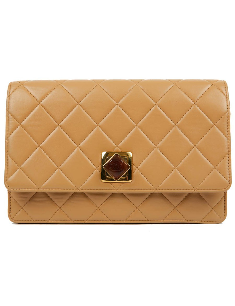 Pochette Vintage CHANEL cuir beige