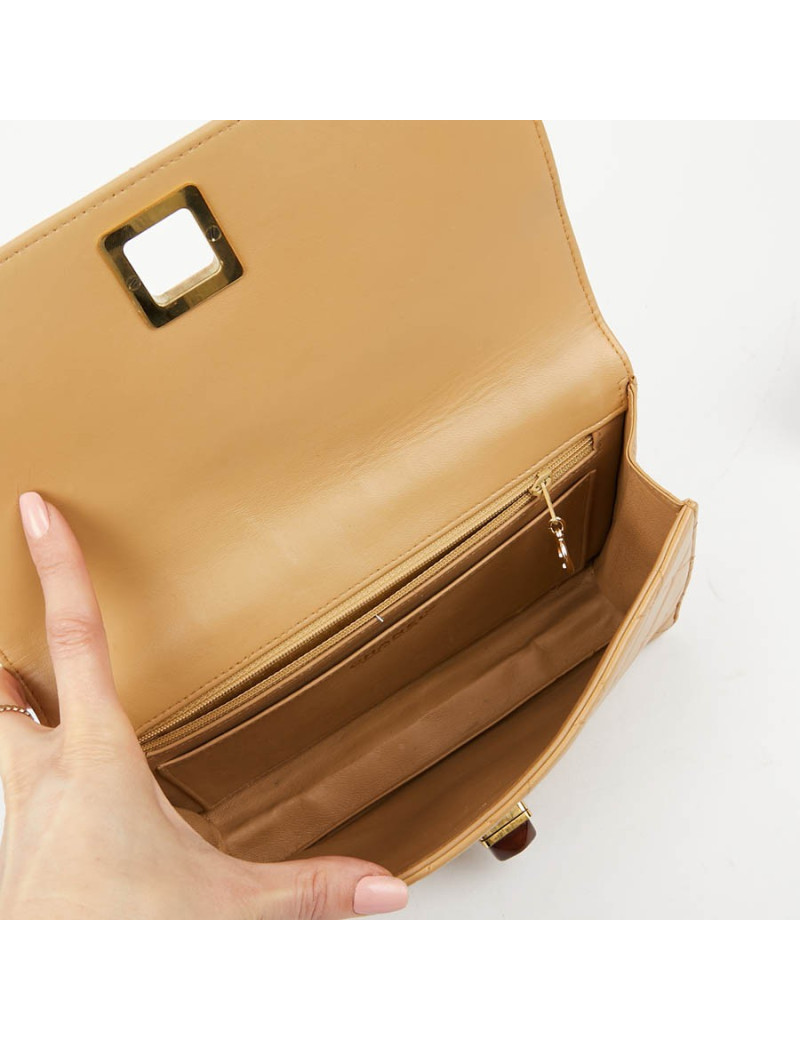 Pochette Vintage CHANEL cuir beige