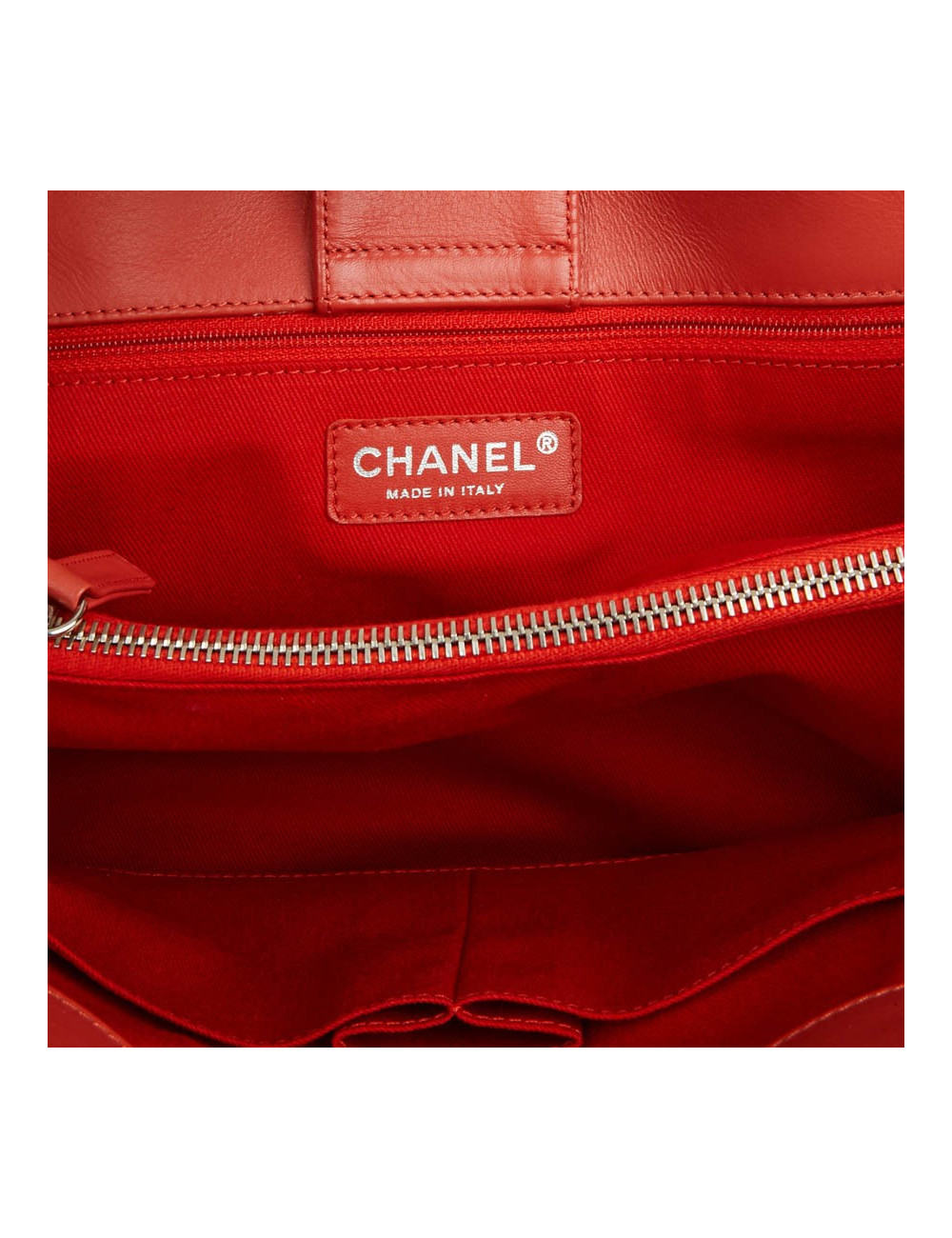 CHANEL Coral Perforated Leather Tote Bag