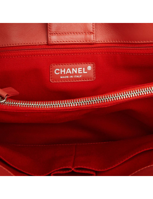 CHANEL Coral Perforated Leather Tote Bag