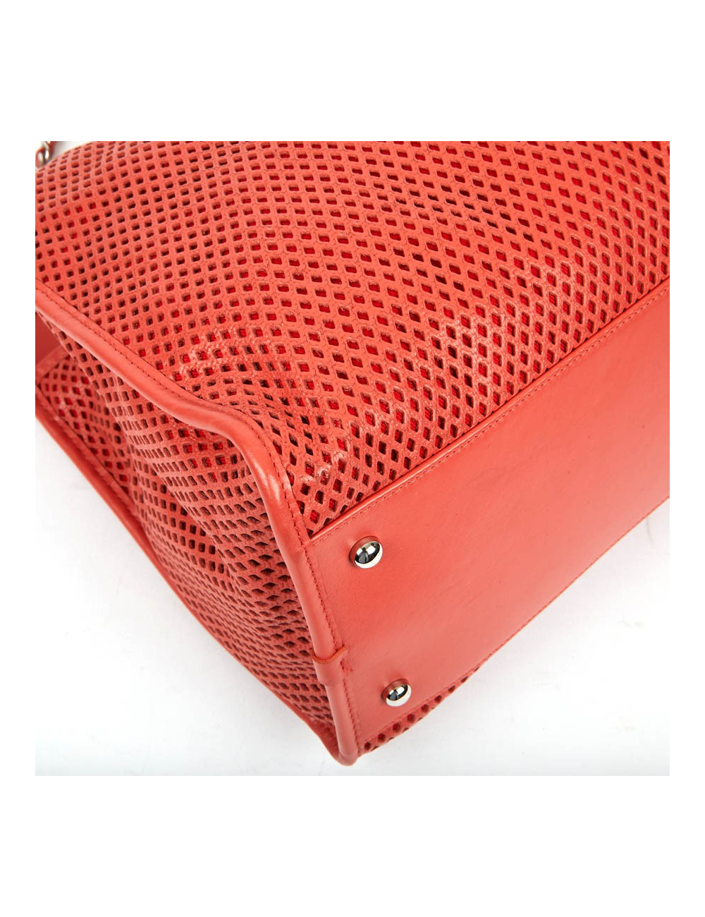CHANEL Coral Perforated Leather Tote Bag