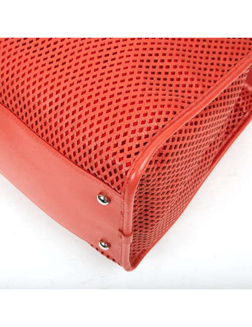 CHANEL Coral Perforated Leather Tote Bag