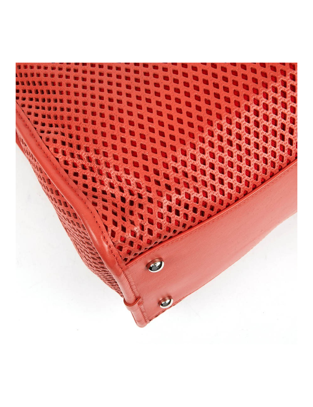 CHANEL Coral Perforated Leather Tote Bag