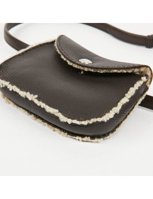 HERMES Vintage Belt Bag in Brown Shearling Certified Authentic