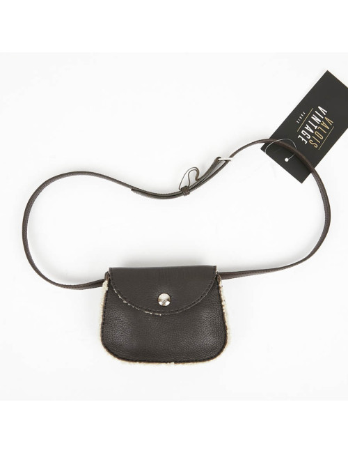 HERMES Vintage Belt Bag in Brown Shearling Certified Authentic