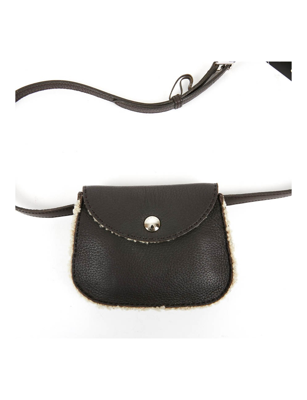 HERMES Vintage Belt Bag in Brown Shearling Certified Authentic