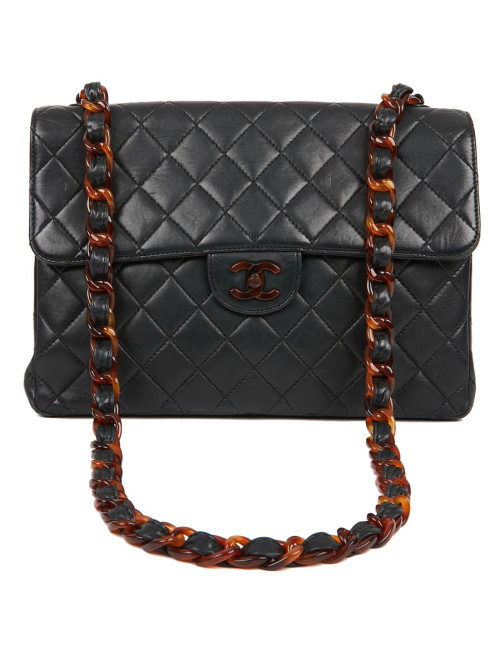 Sac CHANEL noir chaine façon écaille