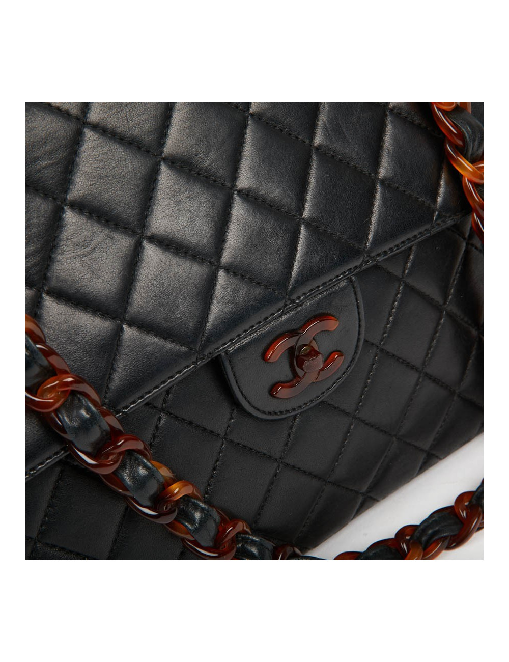 Sac CHANEL noir chaine façon écaille