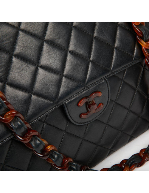 Sac CHANEL noir chaine façon écaille