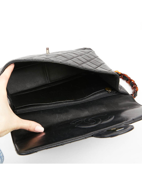 Sac CHANEL noir chaine façon écaille