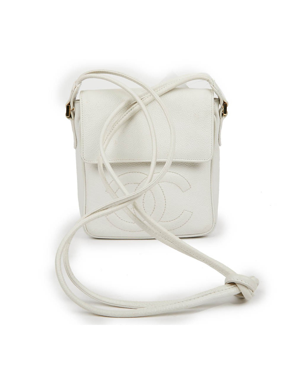 CHANEL Vintage Clutch bag in Grained White Leather