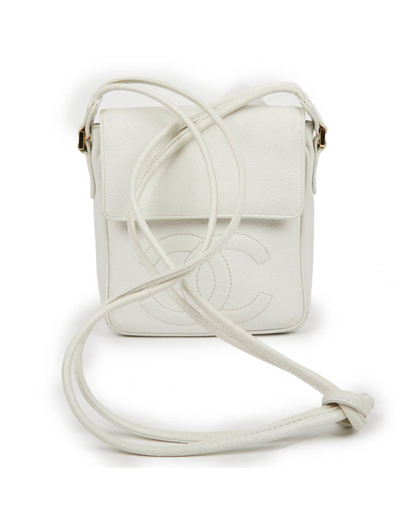 CHANEL Vintage Clutch bag in Grained White Leather