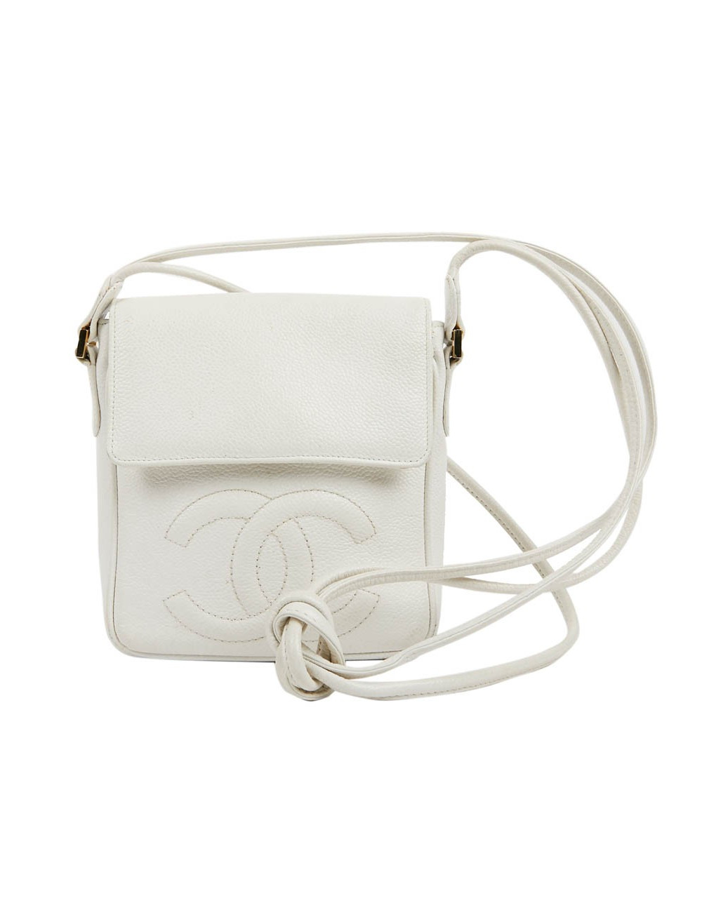 CHANEL Vintage Clutch bag in Grained White Leather