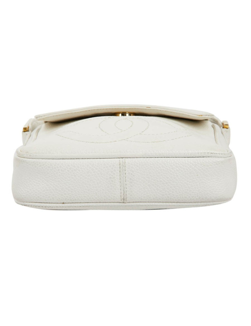 CHANEL Vintage Clutch bag in Grained White Leather