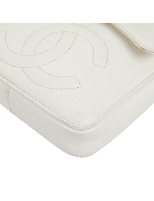 CHANEL Vintage Clutch bag in Grained White Leather
