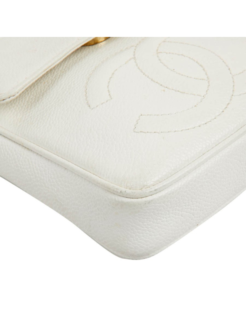 CHANEL Vintage Clutch bag in Grained White Leather