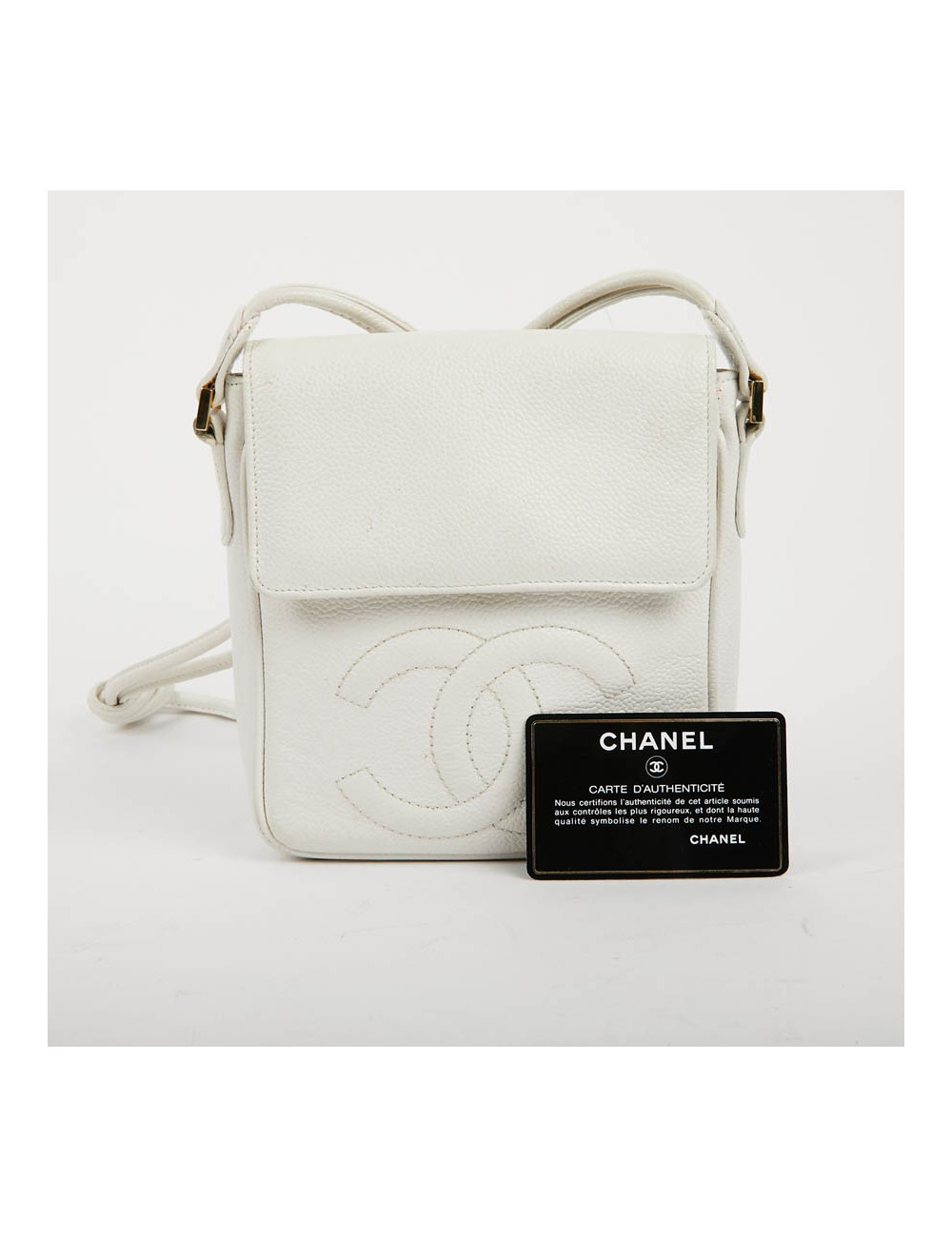 CHANEL Vintage Clutch bag in Grained White Leather