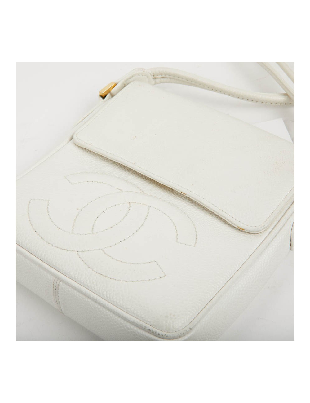 CHANEL Vintage Clutch bag in Grained White Leather