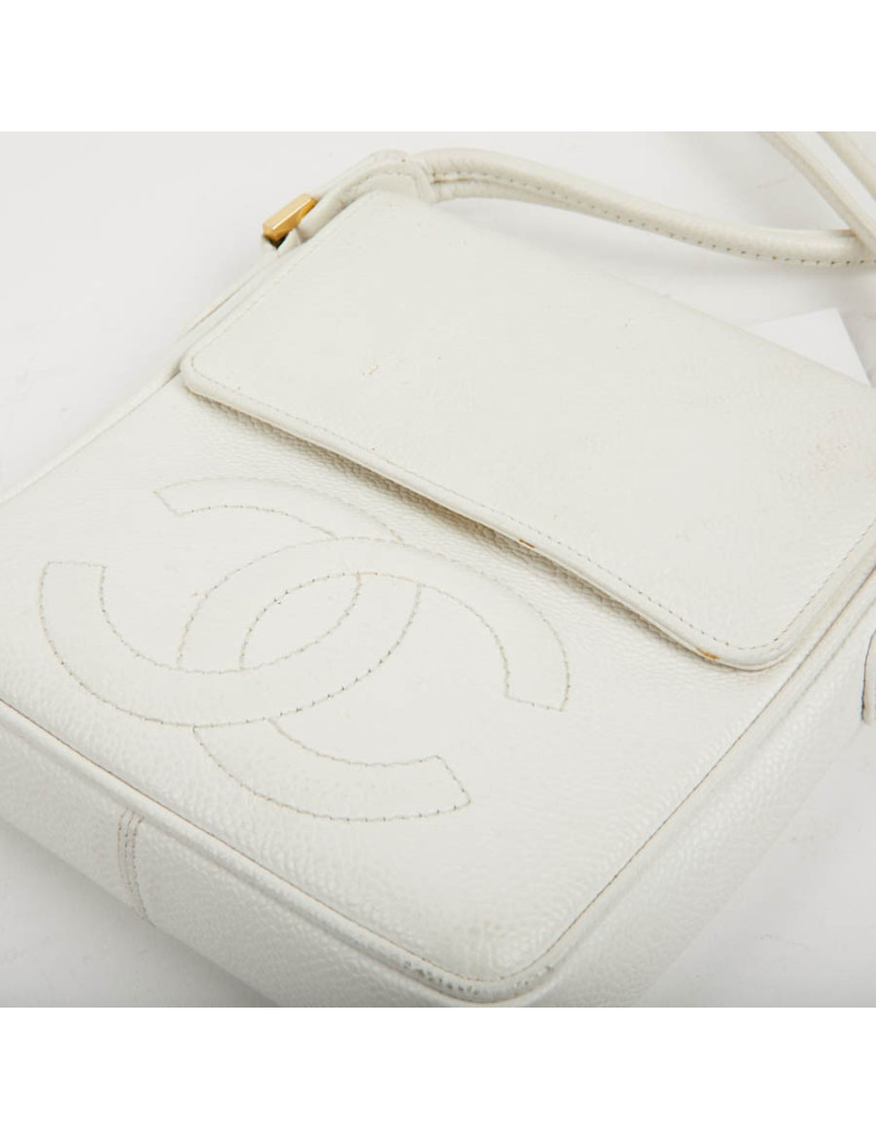 CHANEL Vintage Clutch bag in Grained White Leather