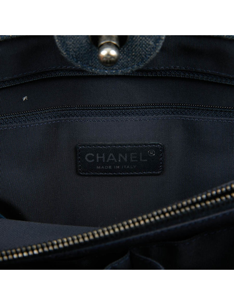 Cabas CHANEL en toile denin bleu