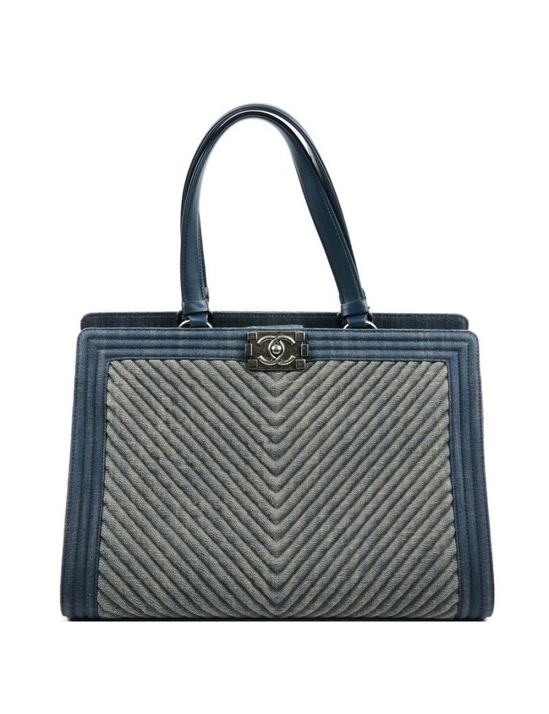 Cabas CHANEL en toile denin bleu