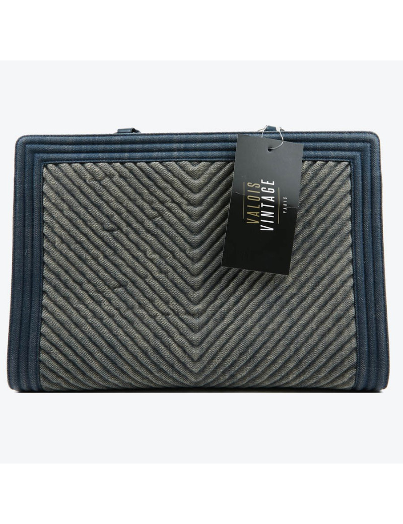 Cabas CHANEL en toile denin bleu