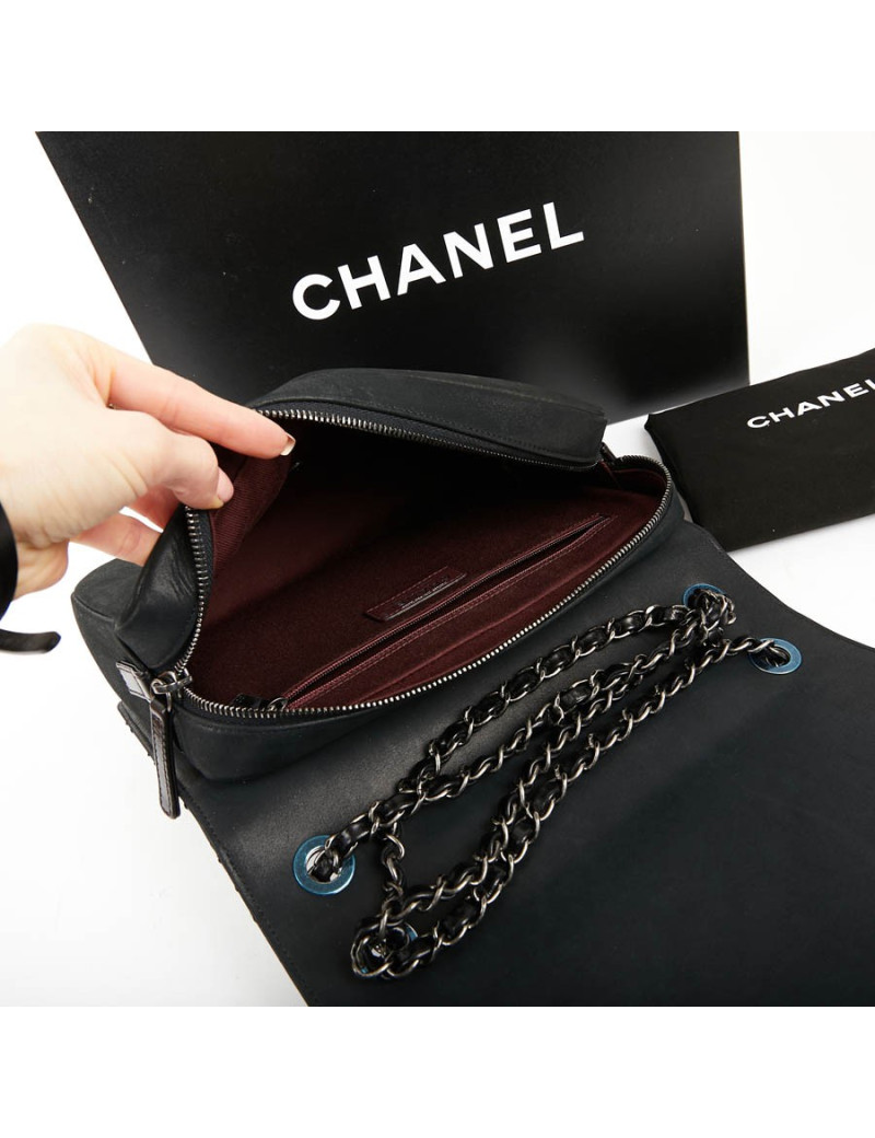 Sac CHANEL cuir vieilli et suède noir
