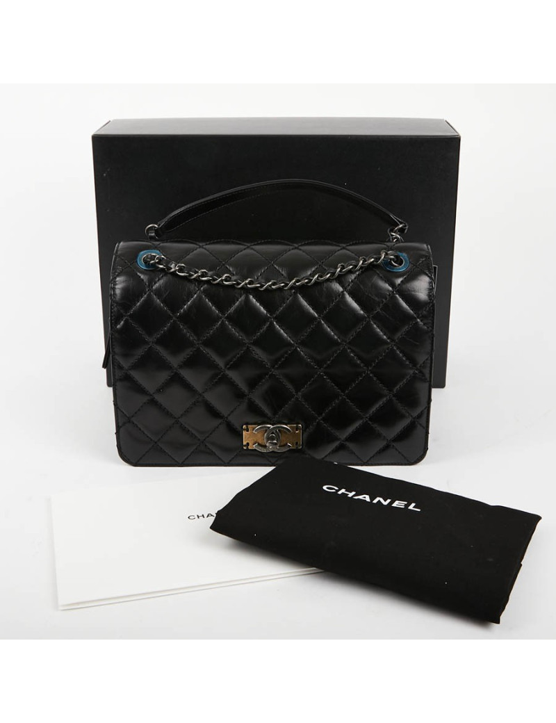 Sac CHANEL cuir vieilli et suède noir