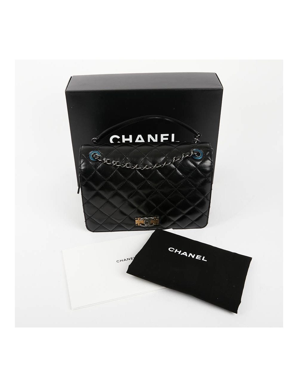 Sac CHANEL cuir vieilli et suède noir