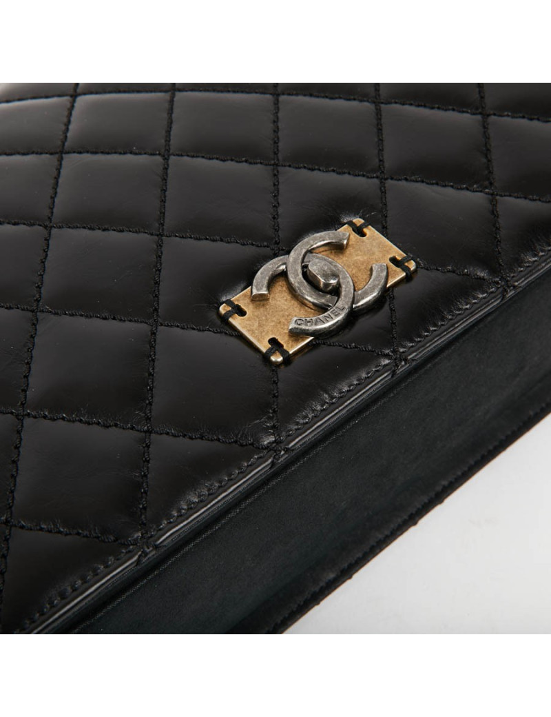 Sac CHANEL cuir vieilli et suède noir