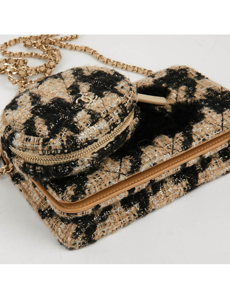 Sac en tweed CHANEL beige et noir