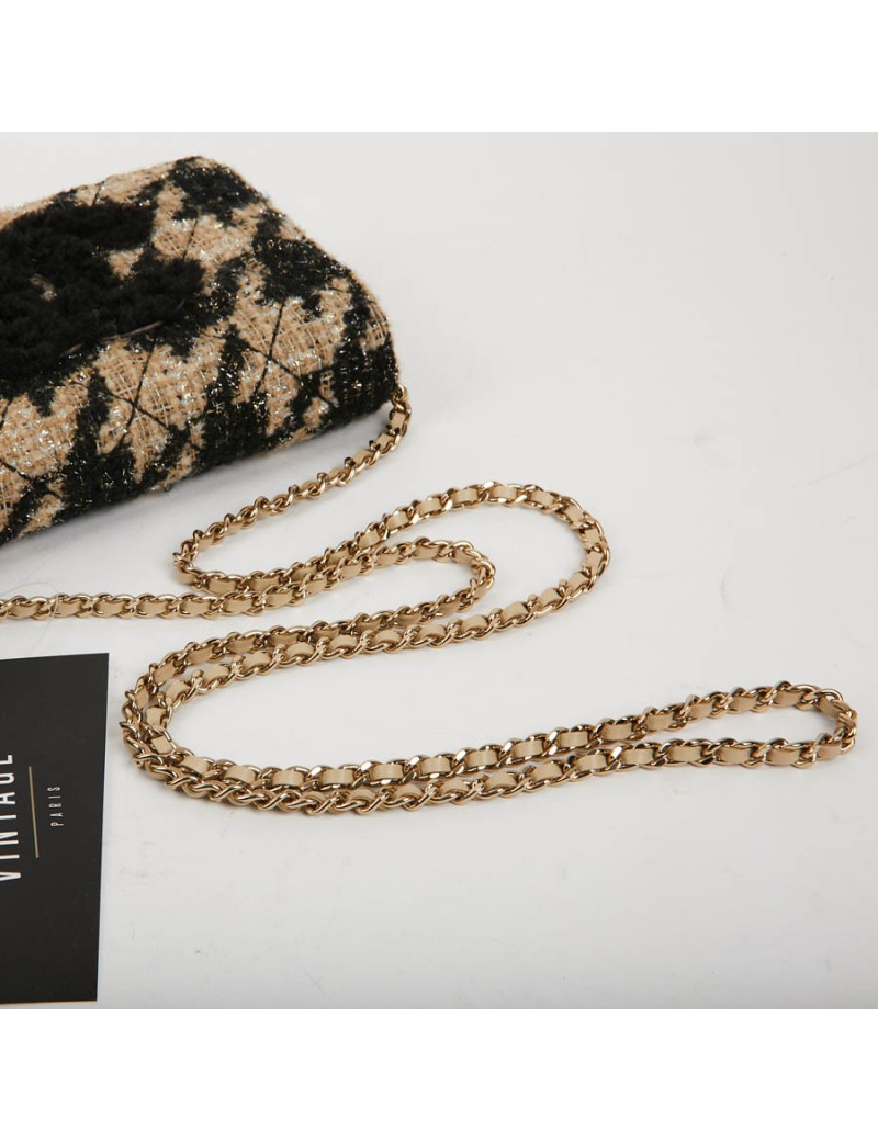 Sac en tweed CHANEL beige et noir
