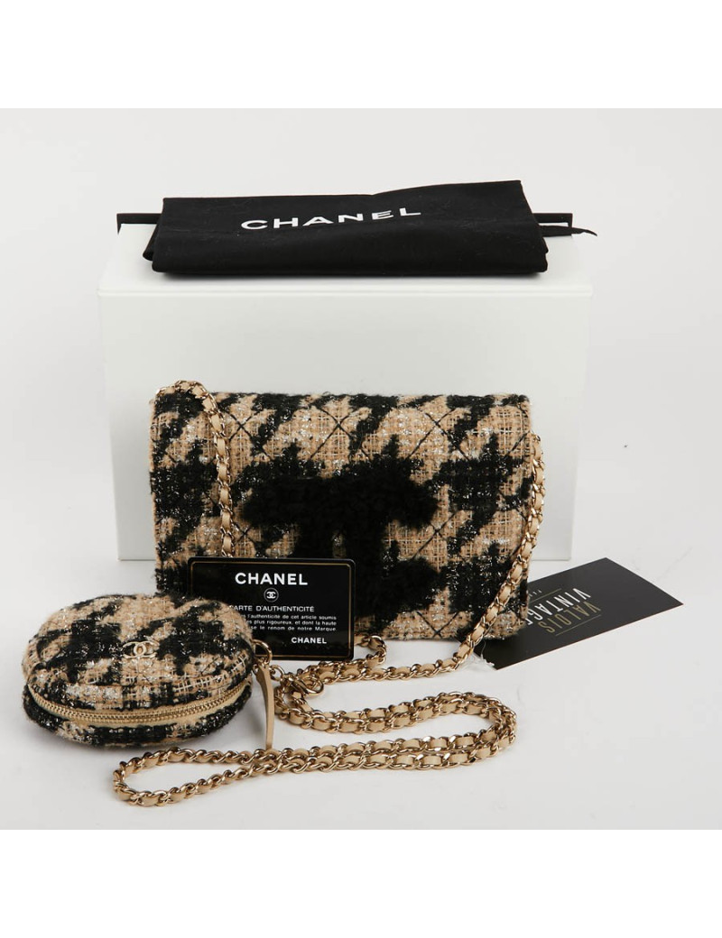 Sac en tweed CHANEL beige et noir