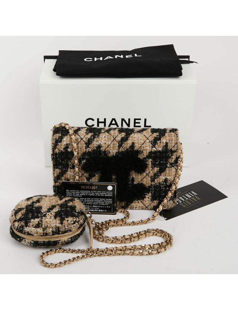 Sac en tweed CHANEL beige et noir