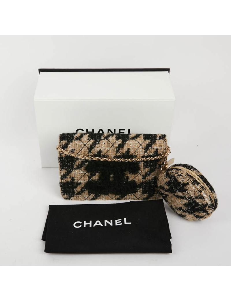 Sac en tweed CHANEL beige et noir
