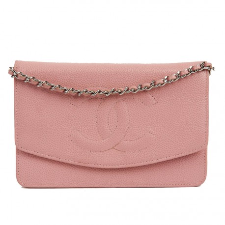 Wallet on chain CHANEL cuir rose 