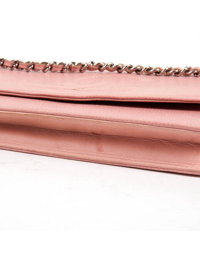 CHANEL Wallet on Chain in Grained Pink Leather