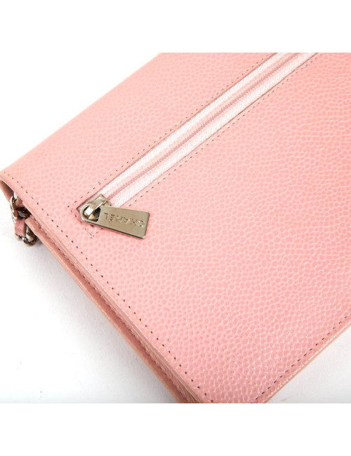 CHANEL Wallet on Chain in Grained Pink Leather