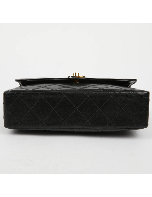 Sac couture vintage CHANEL en cuir d'agneau noir 