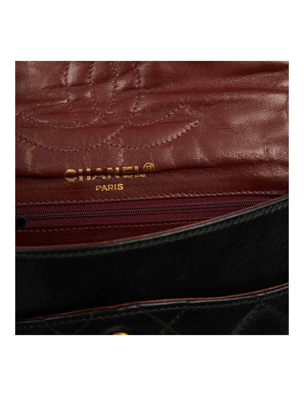 Sac couture vintage CHANEL en cuir d'agneau noir 