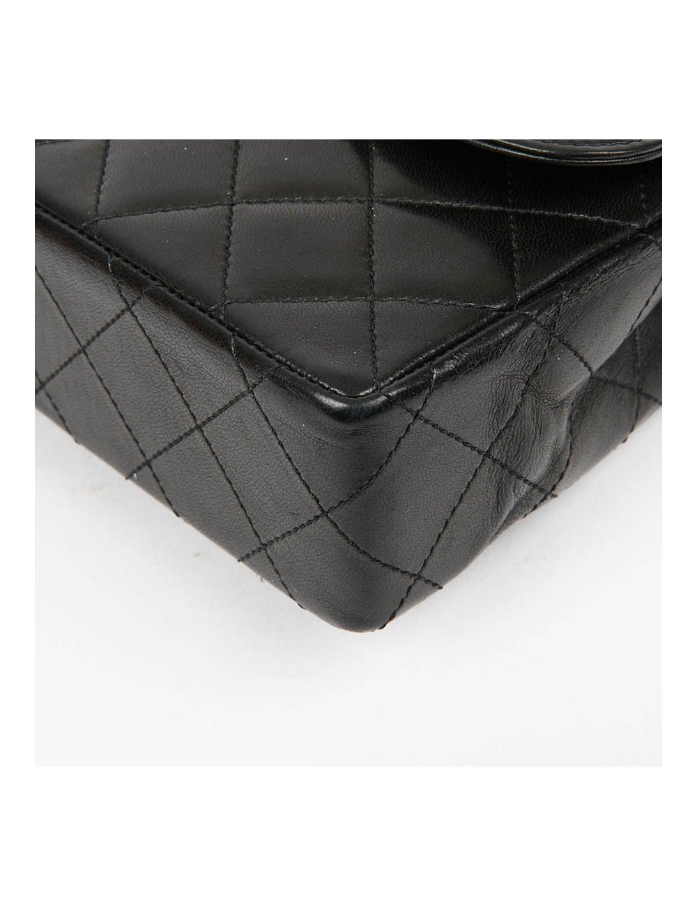 Sac couture vintage CHANEL en cuir d'agneau noir 