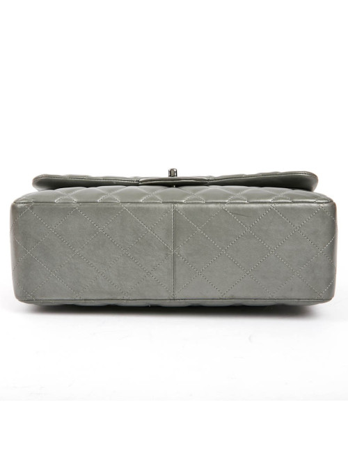 Sac classique CHANEL double rabat argenté