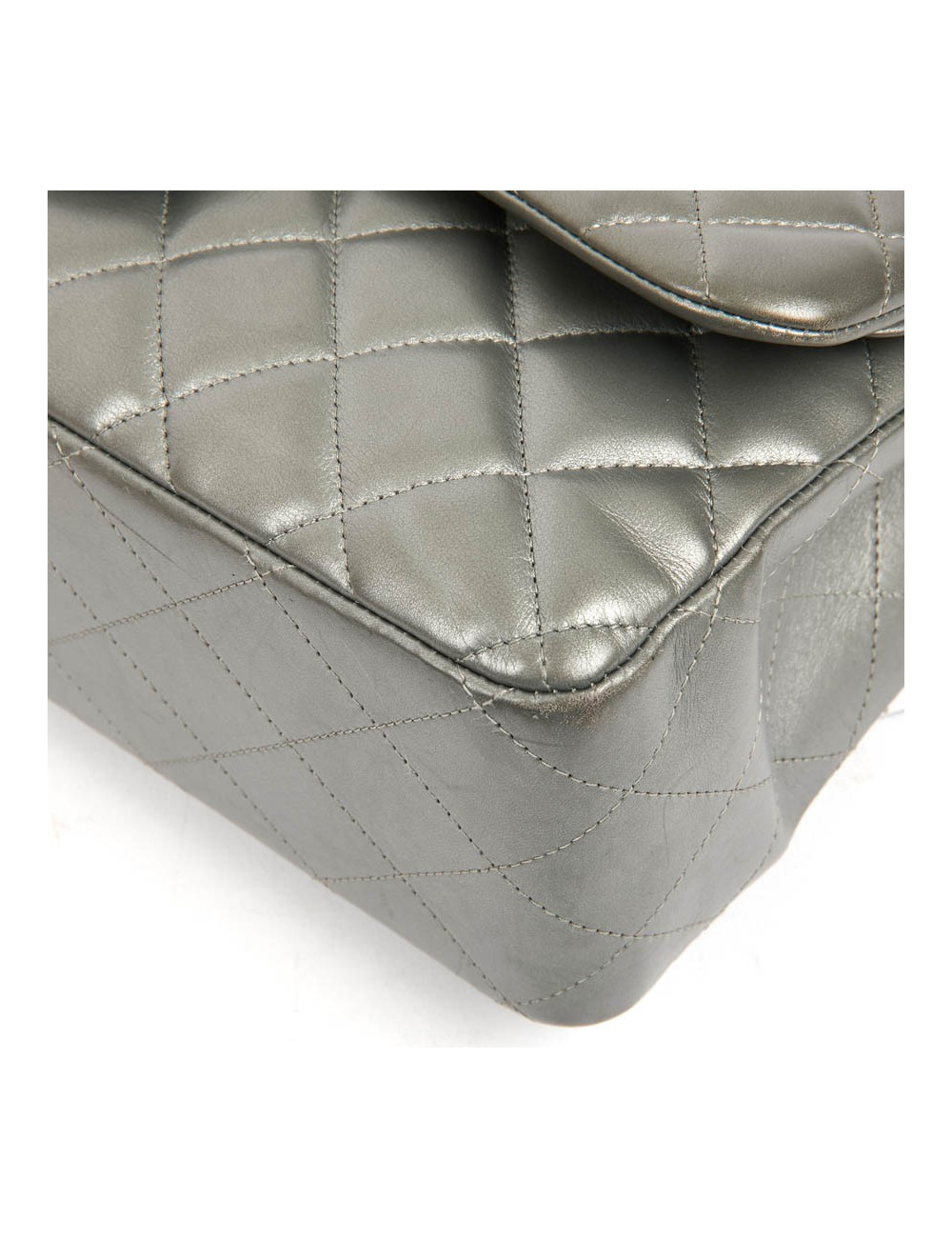 Sac classique CHANEL double rabat argenté