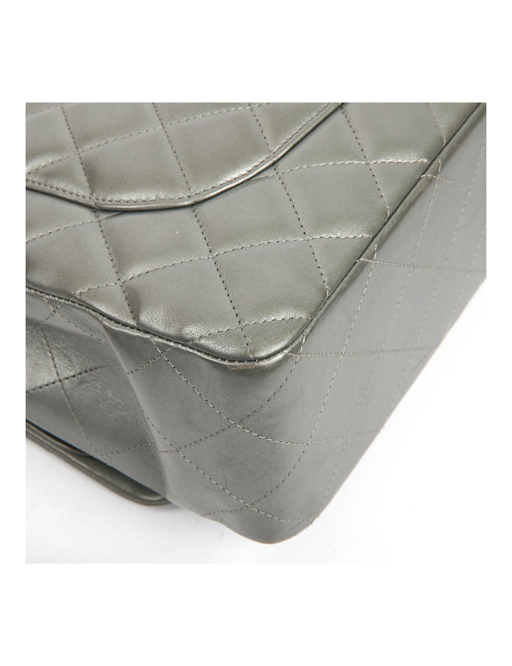 Sac classique CHANEL double rabat argenté