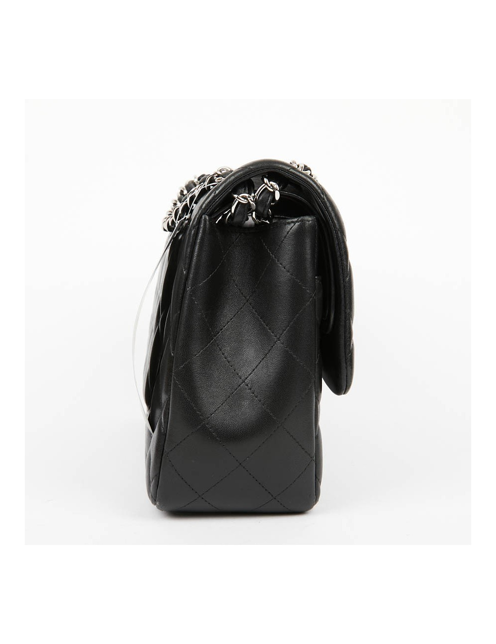 Grand sac classique CHANEL cuir d'agneau bijouterie argent