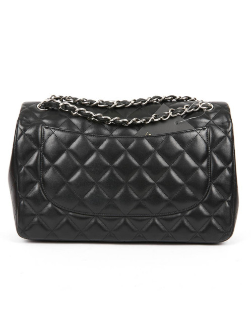 Grand sac classique CHANEL cuir d'agneau bijouterie argent